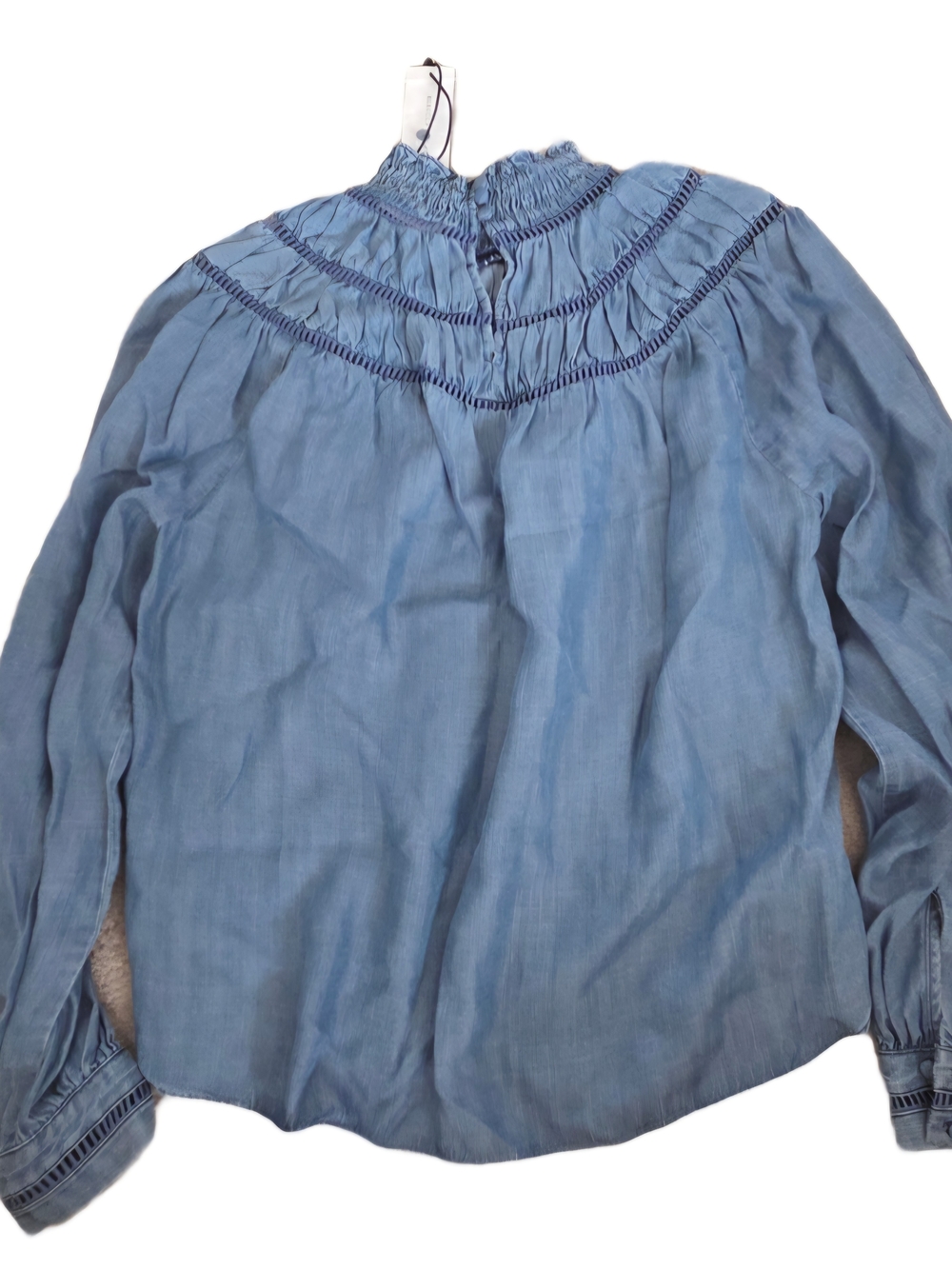 Rebecca Minkoff Jordana Smocked Long Sleeves Blouse Size XS $198 - Picture 3 of 6